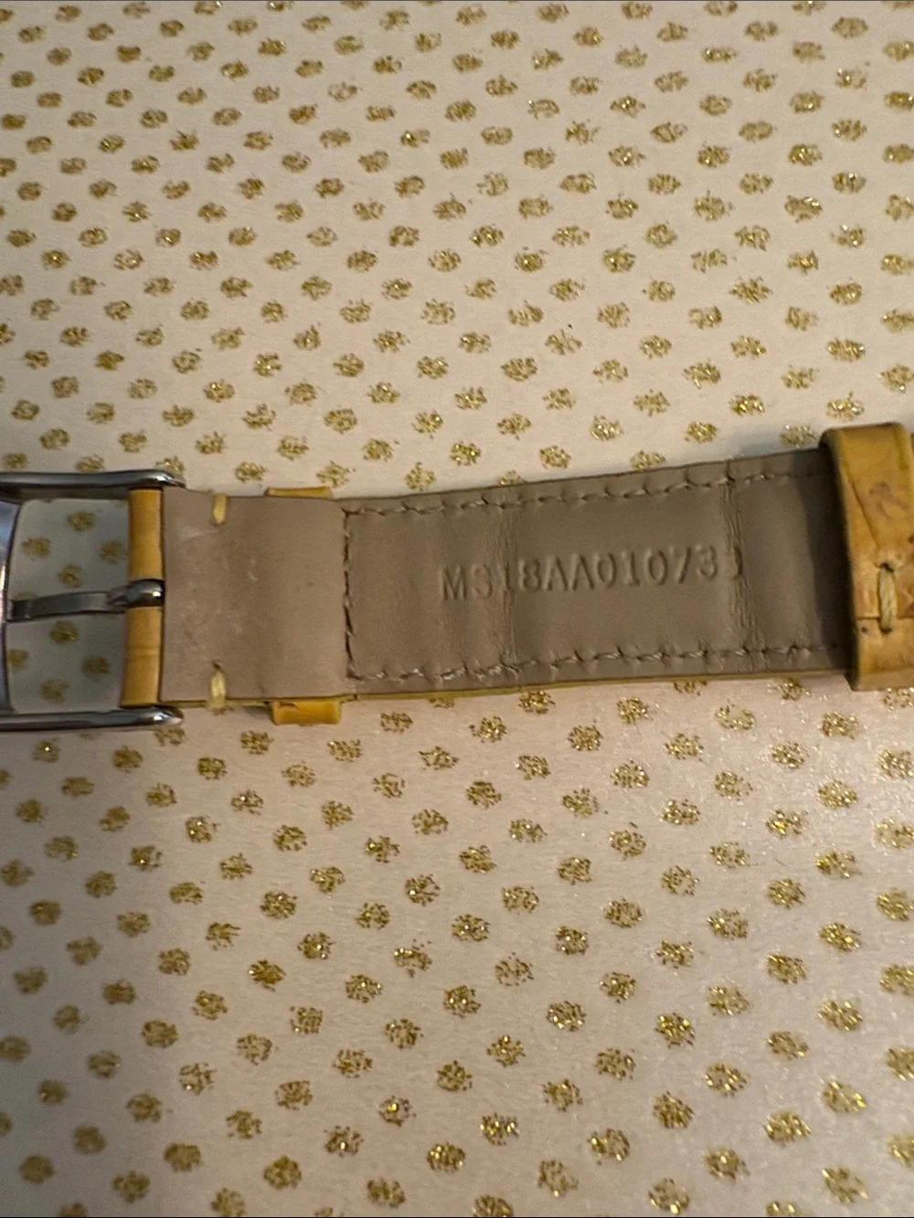 Michele Yellow Croc-Embossed Leather Watch Strap with Silver Buckle 18mm